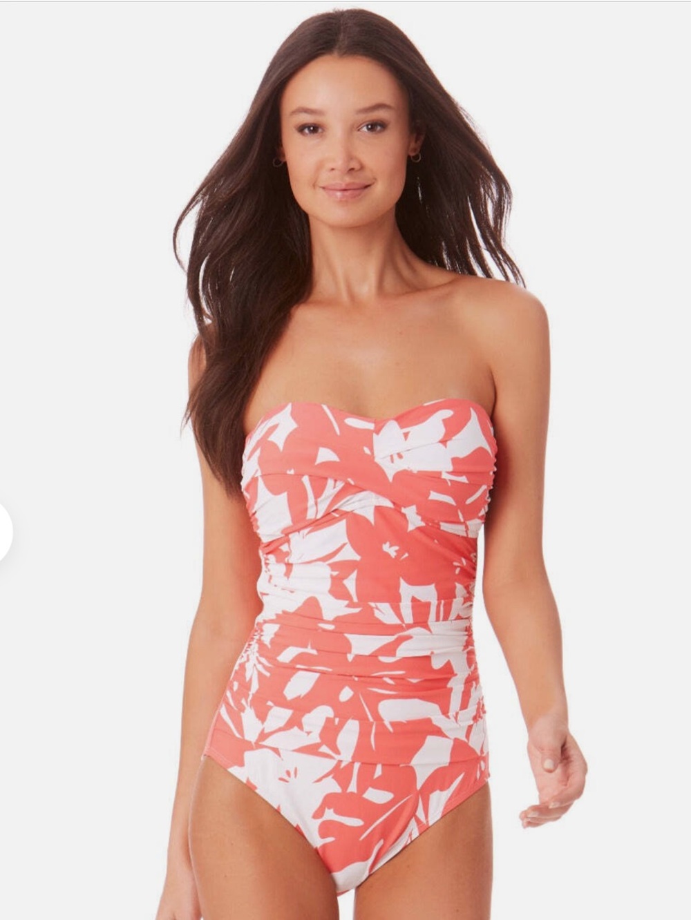 Anne Cole Twist Front Shirred One Piece Swimsuit